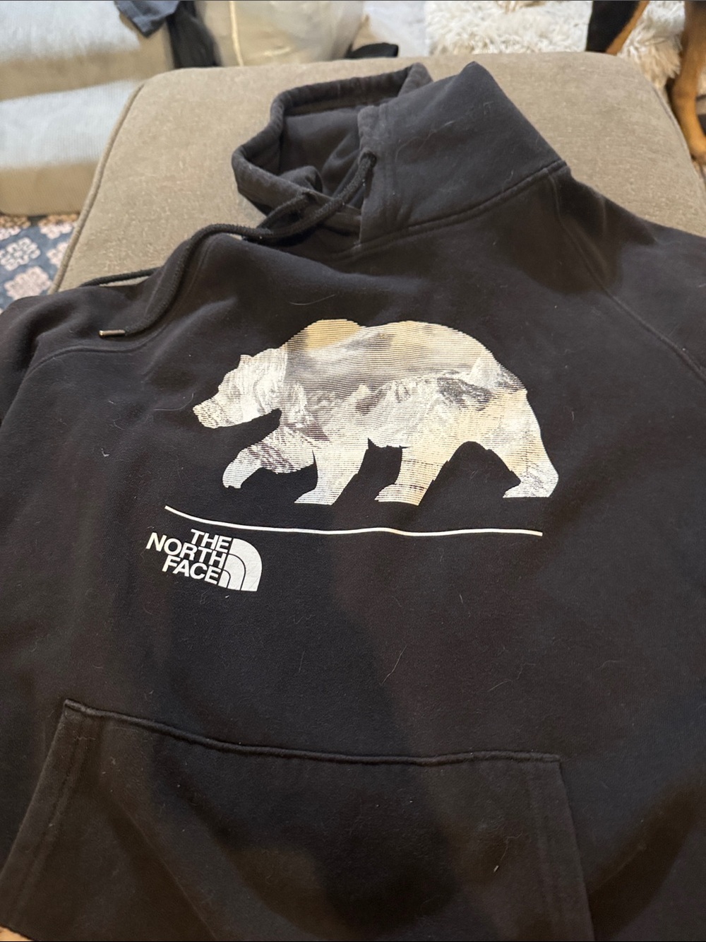 Women’s black Northface hoodie with bear